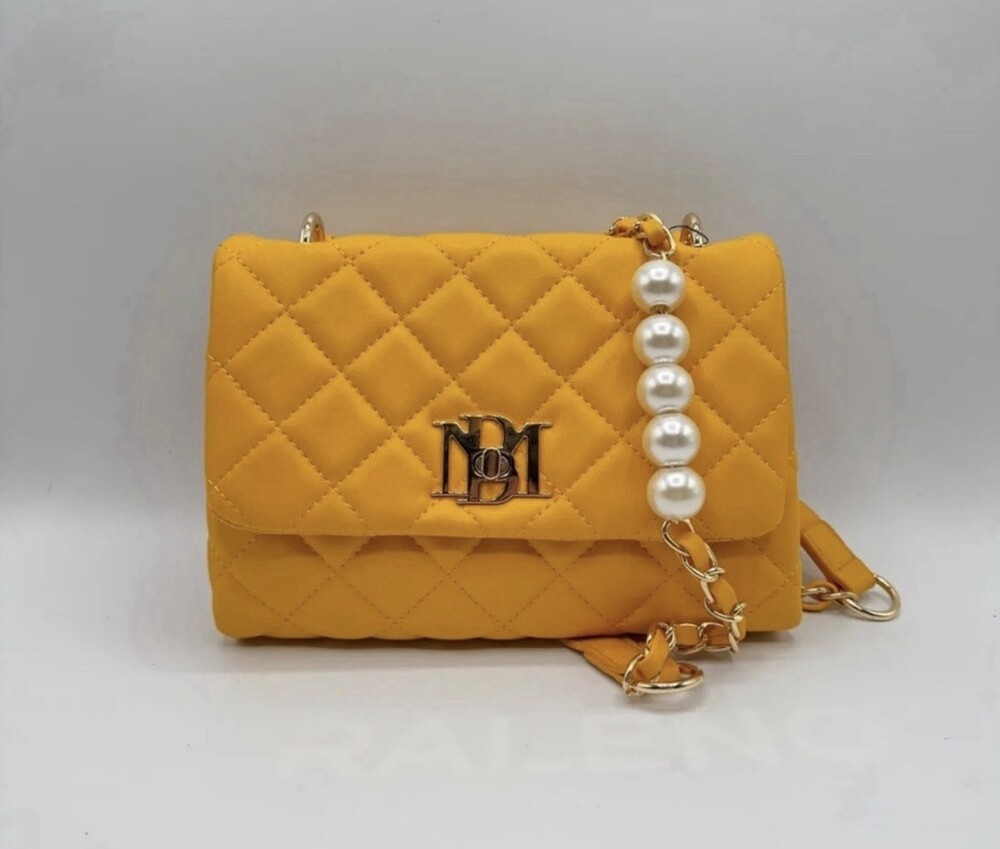 Badgely Mischka Yellow Quilted Shoulder Bag